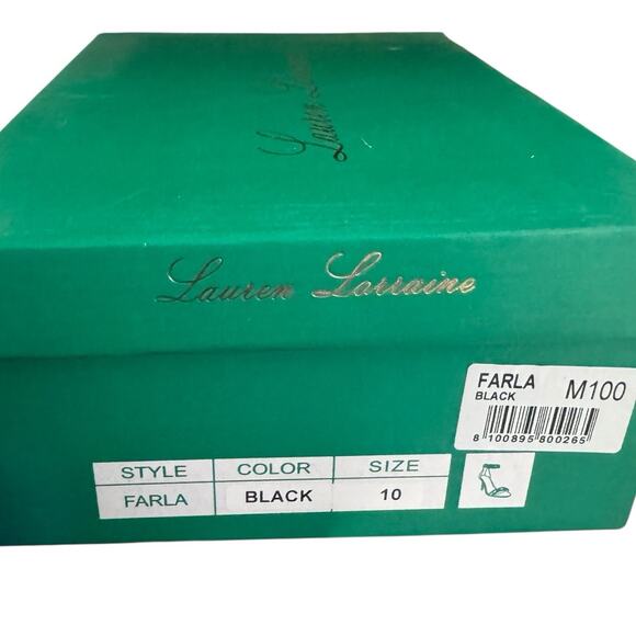 Lauren Lorraine sz 10 Farla Black Rhinestone Chain Ankle Strap Heels NEW - Picture 4 of 6